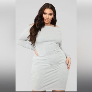 Fashion Nova Sara Midi Dress - Grey 2X